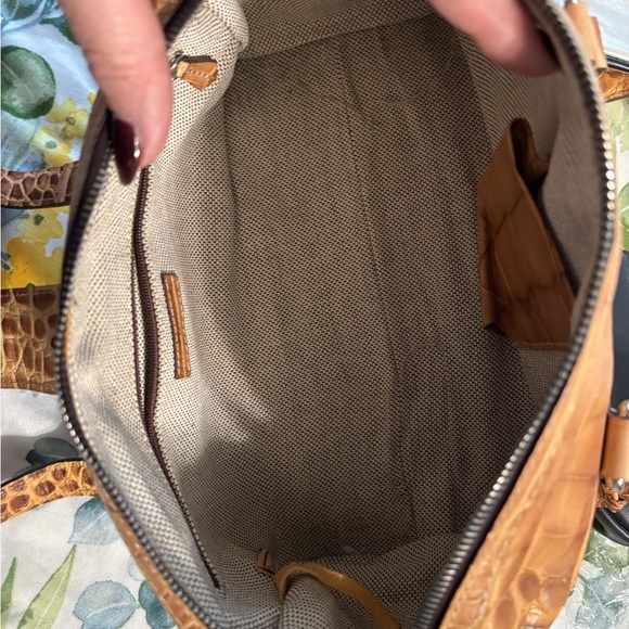 Dooney & Bourke Croc Embossed Leather Barrel Satchel – Honey Tan - Picture 4 of 6